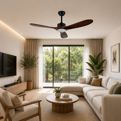 Modern 3-Blade Ceiling Fan with Wooden Blades