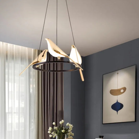Modern Round Bird's Branch Chandelier