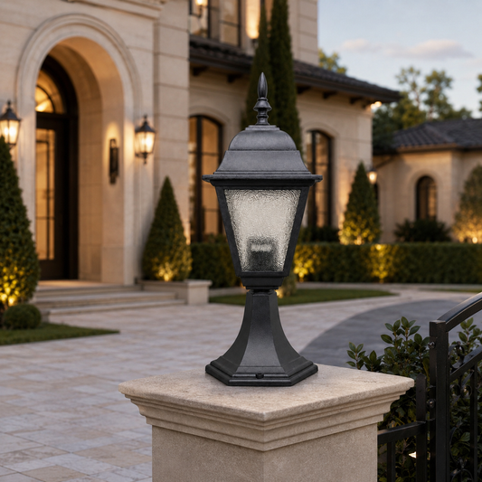 Modern Matte Stone Outdoor Pillar Light