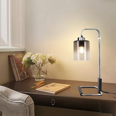 Modern Cylinder Smokey Glass Table Lamp