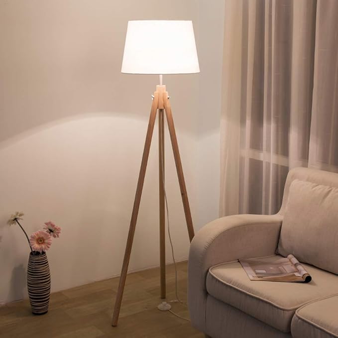 Antique Wood Tripod Floor Lamp