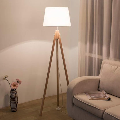 Antique Wood Tripod Floor Lamp