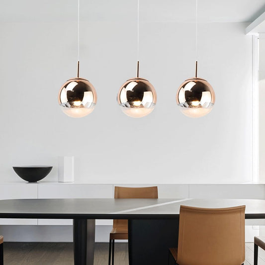 Modern Rose Gold Glass Pendant Light