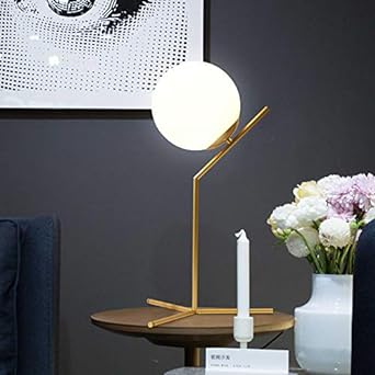 Modern Table Lamp With Globe Milk Glass Shade