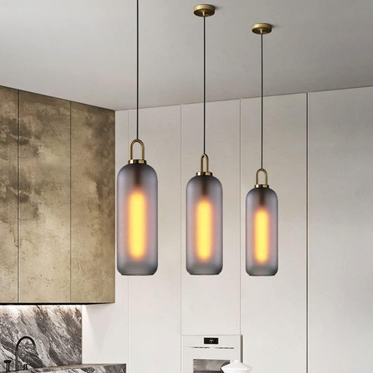 Long Cylinder Glass Pendant Light