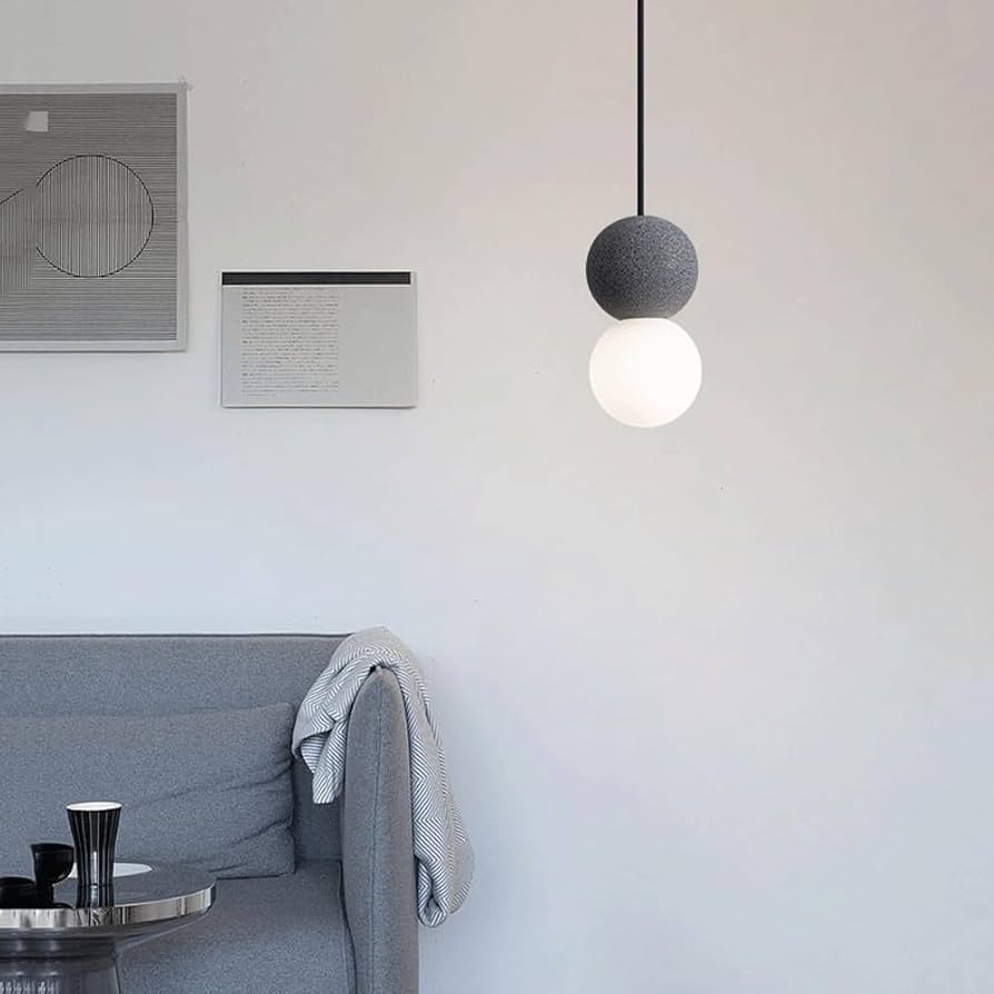 Resin Pendant Light  with Round White Glass Globe