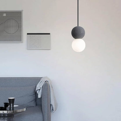 Resin Pendant Light  with Round White Glass Globe