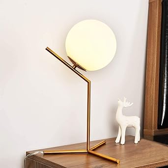 Modern Table Lamp With Globe Milk Glass Shade