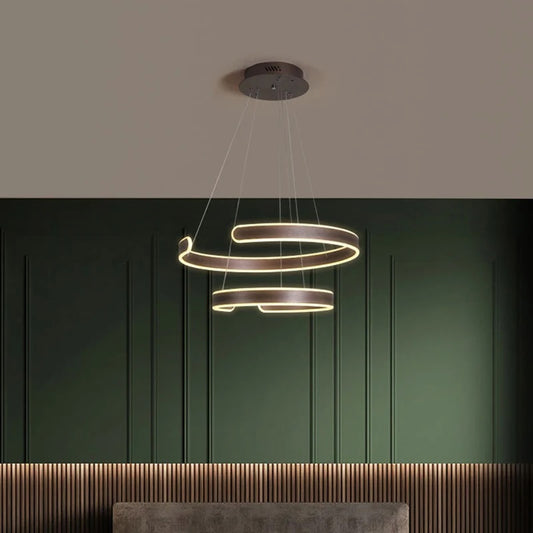 Modern Curved Aluminum Ring Led Chandelier