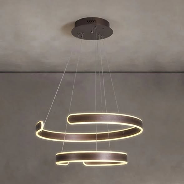 Modern Curved Aluminum Ring Led Chandelier
