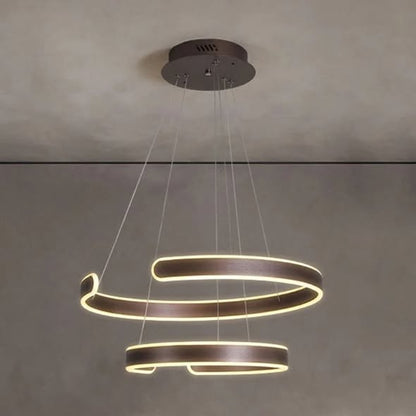 Modern Curved Aluminum Ring Led Chandelier