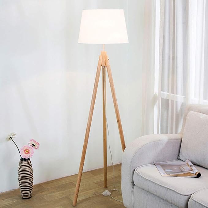 Antique Wood Tripod Floor Lamp