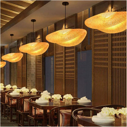 Japanese Hanging Bamboo Weaving Pendant Light