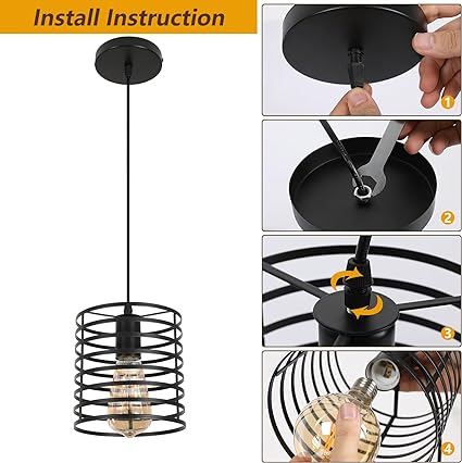 Single Head Round Cage Shaped Pendant Light