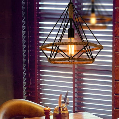 Industrial Diamond Wire Frame Pendant Light