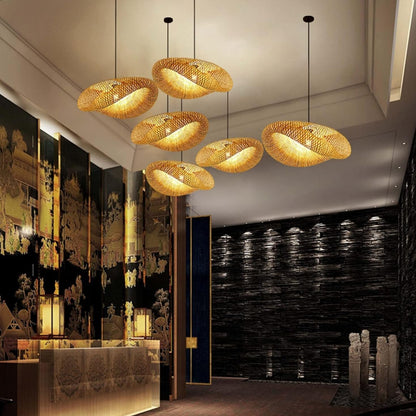 Japanese Hanging Bamboo Weaving Pendant Light