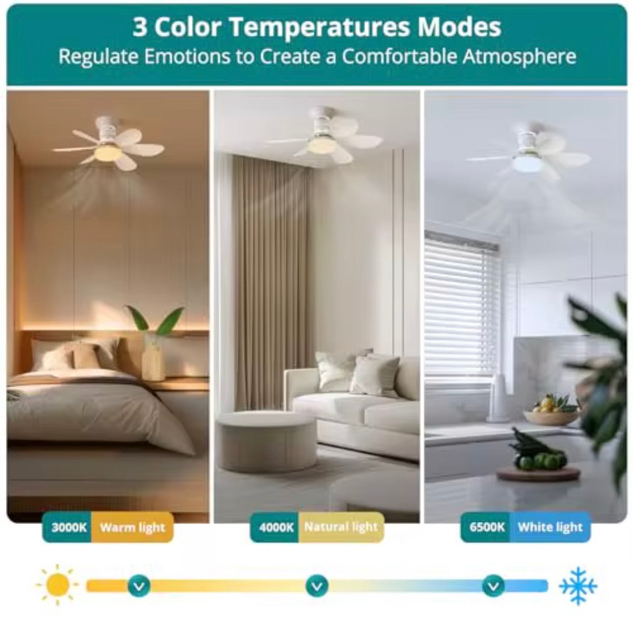 Dimmable Color Changing LED Ceiling Fan Light