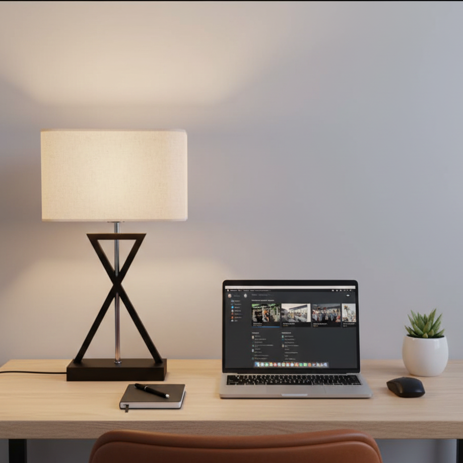 Table Lamp Cross Shape Rectangular Shade