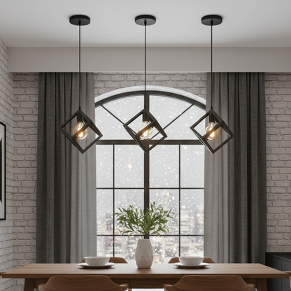 Black Square Pendant Light