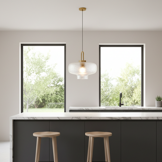 Modern Flat Shape Textured Glass Pendant Light