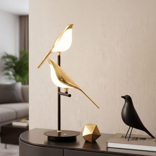 Double Golden Bird Table Lamp