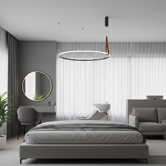 Modern Round Led With Leather Chandelier