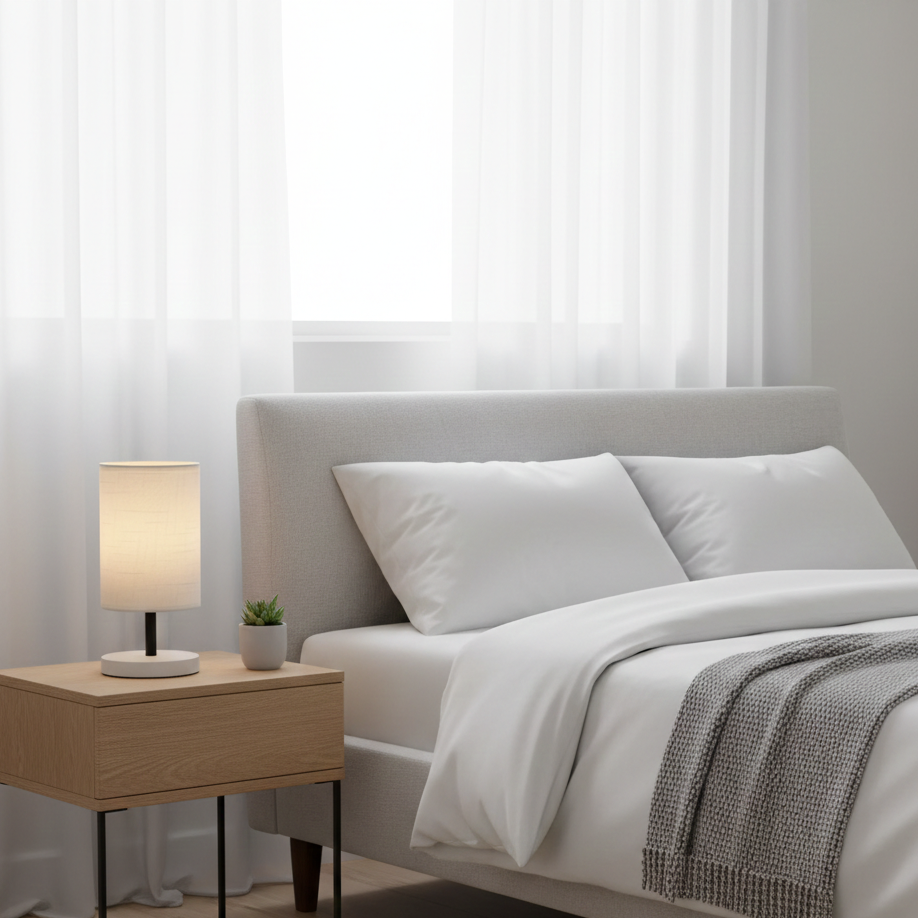 Simple Round Flat base Wood Table Lamp