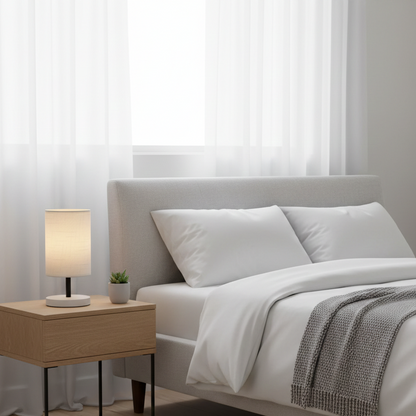 Simple Round Flat base Wood Table Lamp