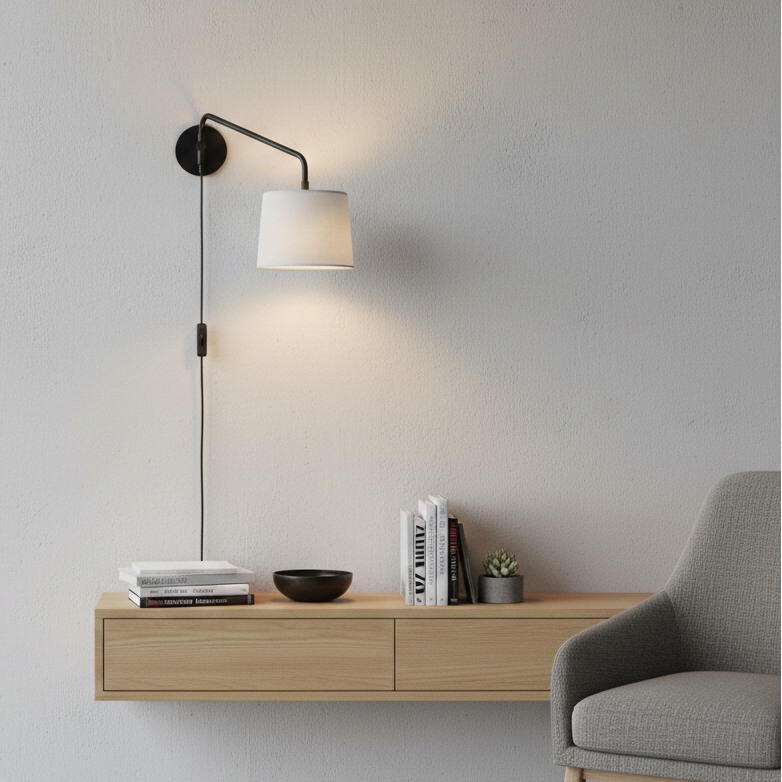 Mini Cotton Shade Adjustable Wall Lamp