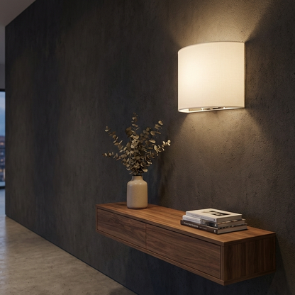 Simple Wide Drum Jute Wall Lamp