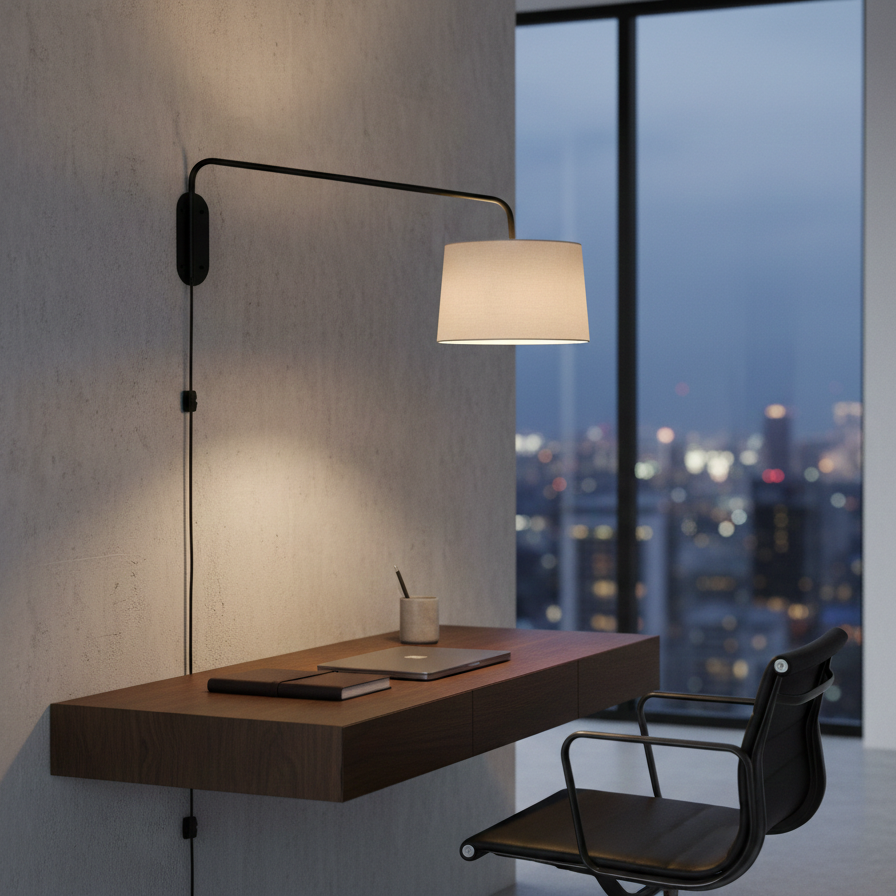 Modern Cotton Shade Adjustable Wall Lamp