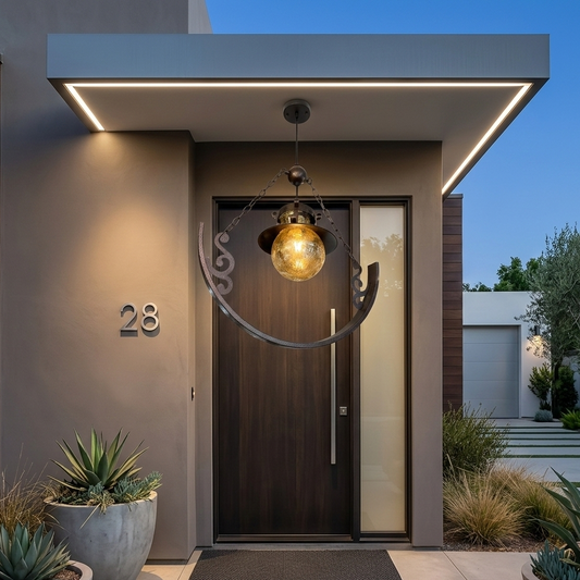 Modern Half Circle With Glass Globe  Pendant Light
