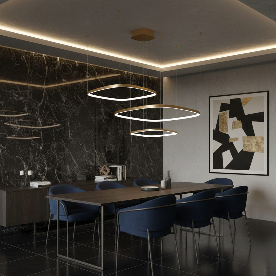 Modern Three Square Chandelier