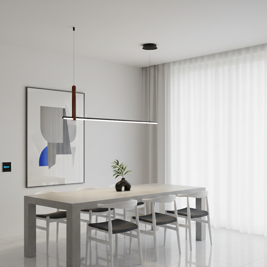 Modern Linear Led With Leather Chandelier