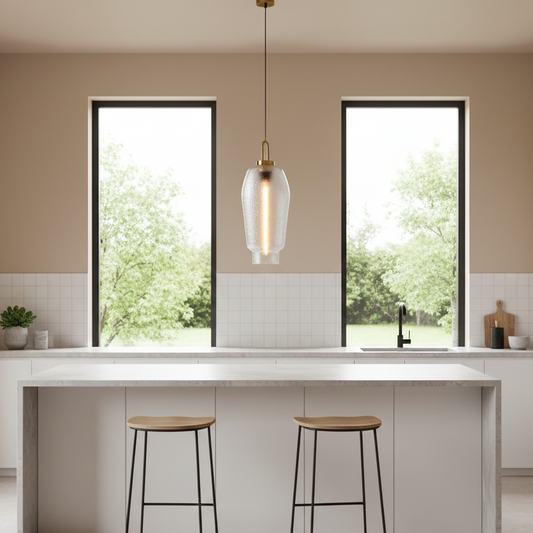 Modern Vase  Shape Textured Glass Pendant Light