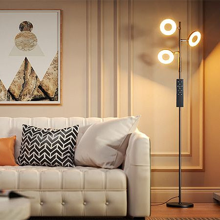 Infinitely Dimmable Color-Adjustable Ring-Shaped Tree Floor Lamp