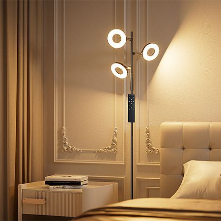 Infinitely Dimmable Color-Adjustable Ring-Shaped Tree Floor Lamp