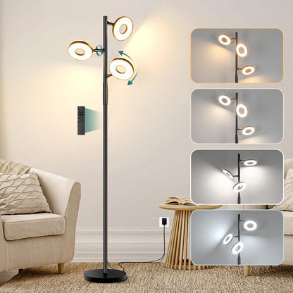 Infinitely Dimmable Color-Adjustable Ring-Shaped Tree Floor Lamp