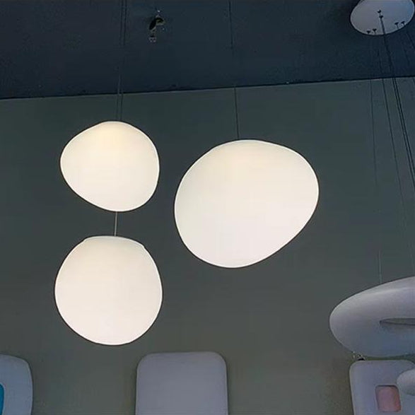 Egg Shape Milky Glass Pendant Light