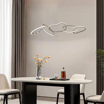 Modern Led Island Five Chain Rings Chandelier