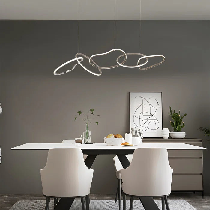 Modern Led Island Five Chain Rings Chandelier