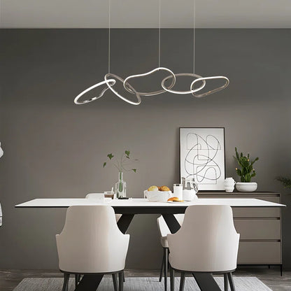 Modern Led Island Five Chain Rings Chandelier