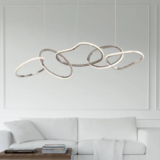 Modern Led Island Five Chain Rings Chandelier