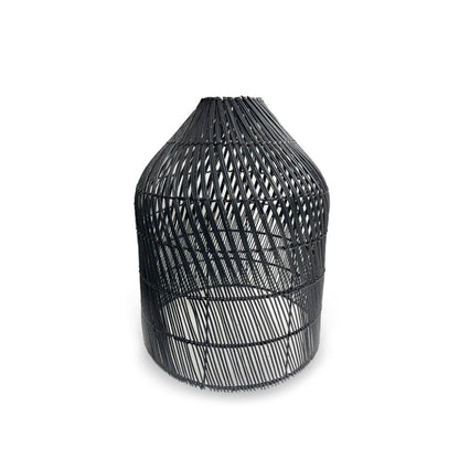 Oval Black Rattan Pendant Light