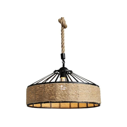 Hemp Rope Wrought Iron Hanging Lamp Shade