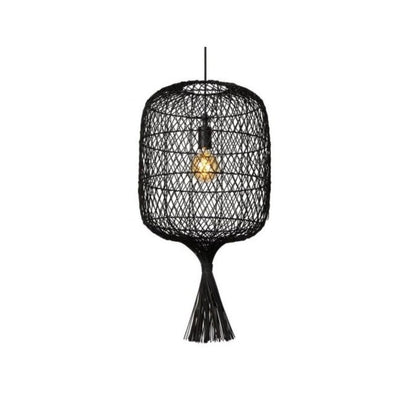 Modern Black Cage Rattan Pendant Light