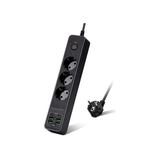 Black Socket with USB & Type C Port