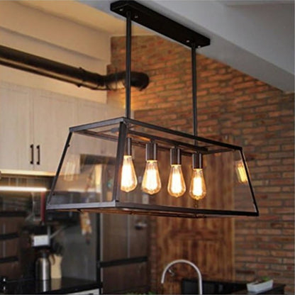 Loft Rectangle with Glass Lampshade Chandelier