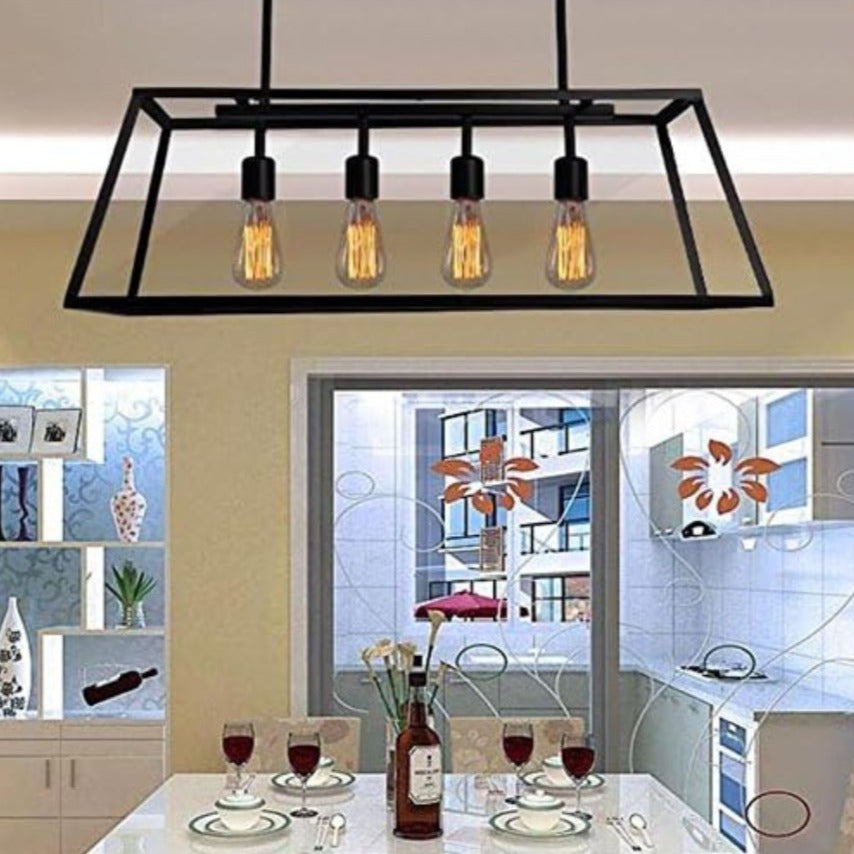 Loft Rectangle with Glass Lampshade Chandelier