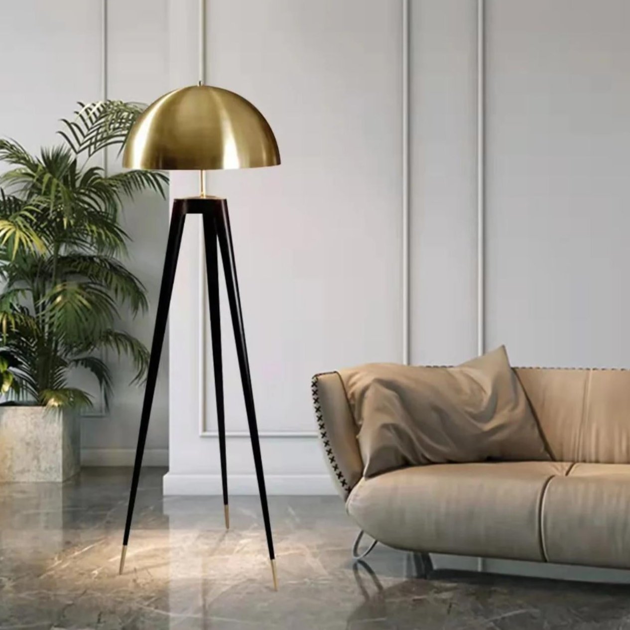 Contemporary Golden Triangle Floor Lamp